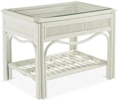 Bermuda Rattan Side Table - White - South Sea Rattan - Clear