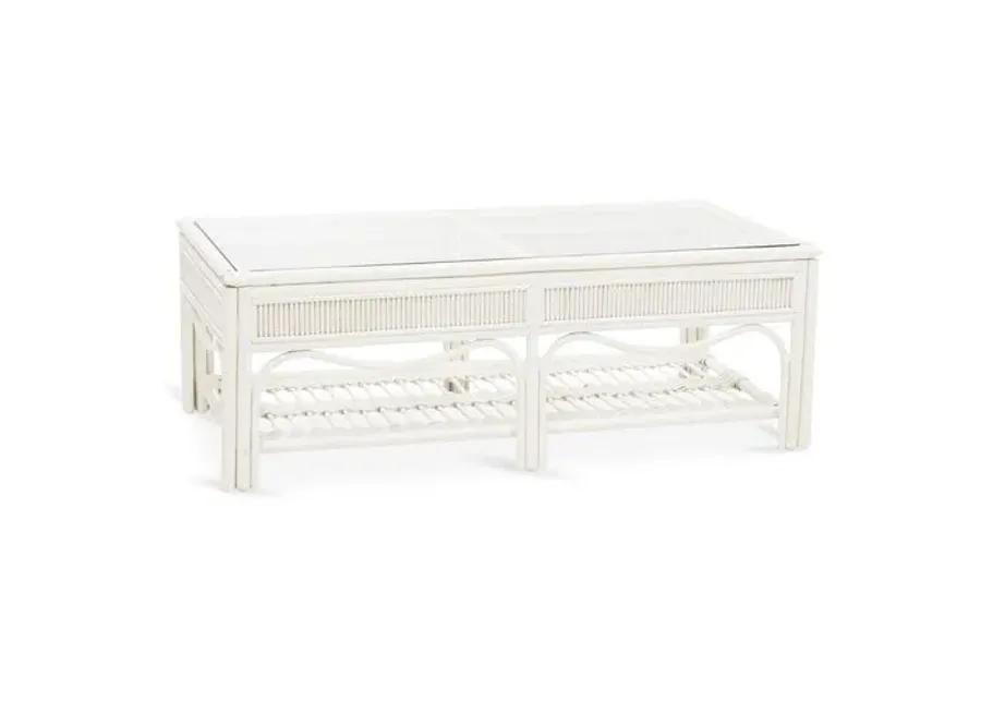 Bermuda Rattan Coffee Table - White - South Sea Rattan - Clear