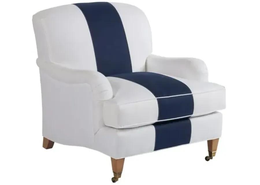 Sydney Club Chair - Navy/White Linen - Barclay Butera