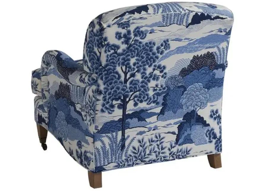 Sydney Club Chair - Blue Chinoiserie Linen - Barclay Butera