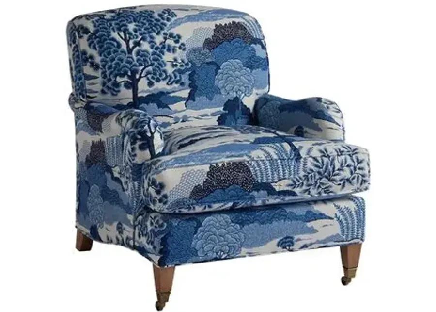 Sydney Club Chair - Blue Chinoiserie Linen - Barclay Butera