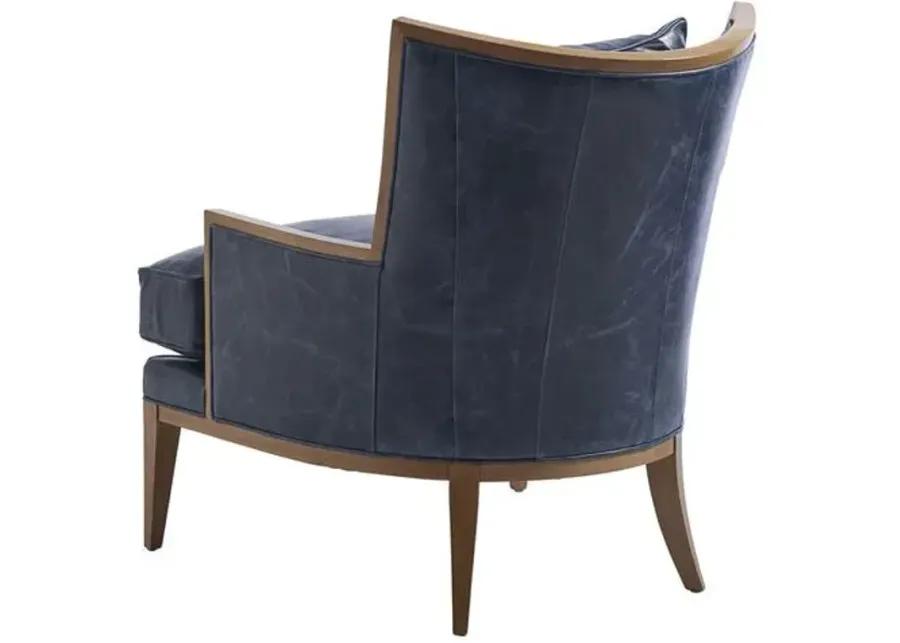 Atwood Accent Chair - Blue Leather - Barclay Butera, Comfortable, Durable