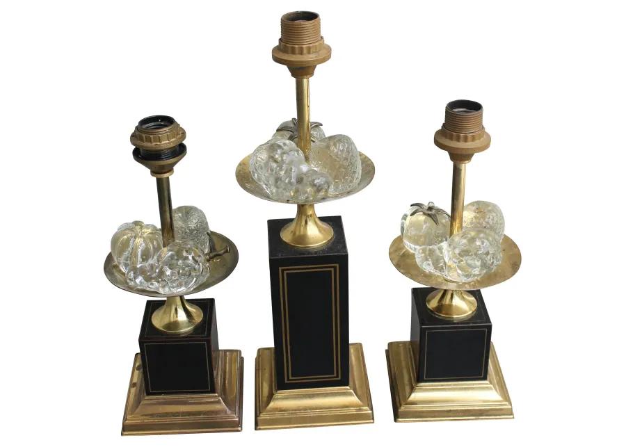 Maison Charles Crystal Fruit Lamps - Set of 3 - Something Vintage