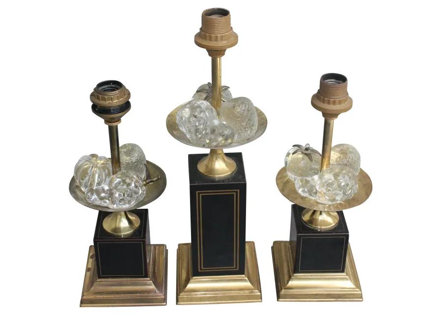 Maison Charles Crystal Fruit Lamps - Set of 3 - Something Vintage