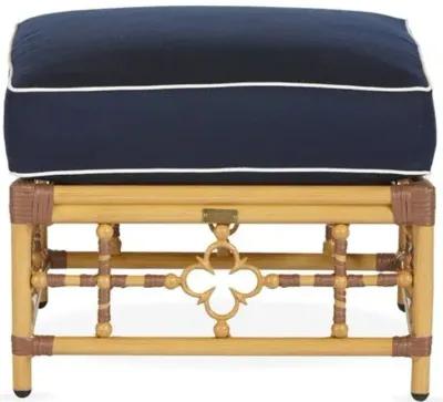 Mimi Outdoor Ottoman - Navy/White Welt - Blue