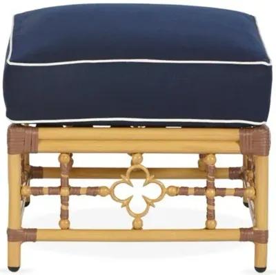 Mimi Outdoor Ottoman - Navy/White Welt - Blue