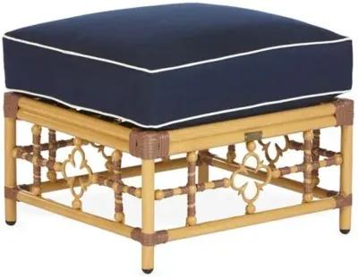 Mimi Outdoor Ottoman - Navy/White Welt - Blue