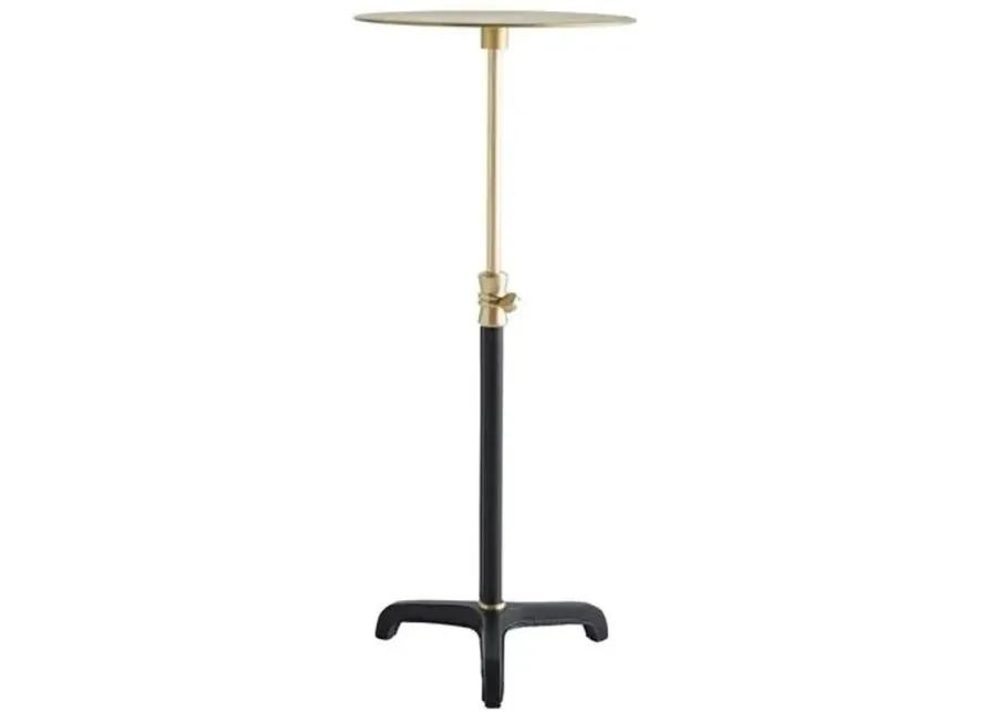 Addison Short Side Table - Indigo Leather - Gold