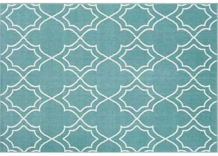 Sita Outdoor Rug - Teal/White - Green - Green