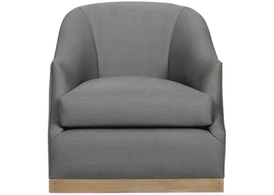 Bridget Linen Swivel Club Chair - Hancrafted in the USA