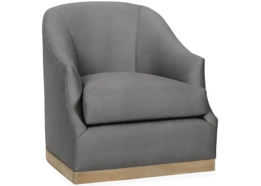 Bridget Linen Swivel Club Chair - Hancrafted in the USA