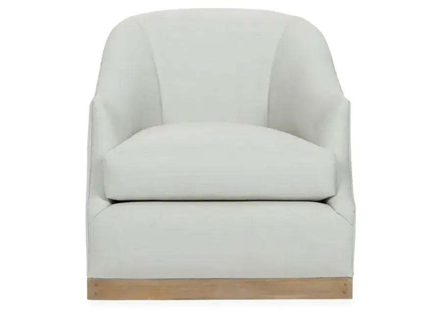 Bridget Linen Swivel Club Chair - Hancrafted in the USA