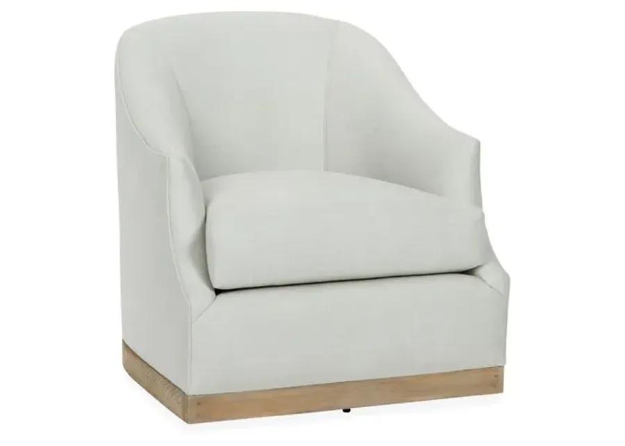 Bridget Linen Swivel Club Chair - Hancrafted in the USA