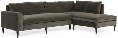 Upton Velvet RF Sectional - Handcrafted - Gray