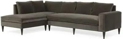 Upton Velvet LF Sectional - Handcrafted - Gray