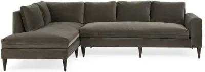 Upton Velvet LF Sectional - Handcrafted - Gray