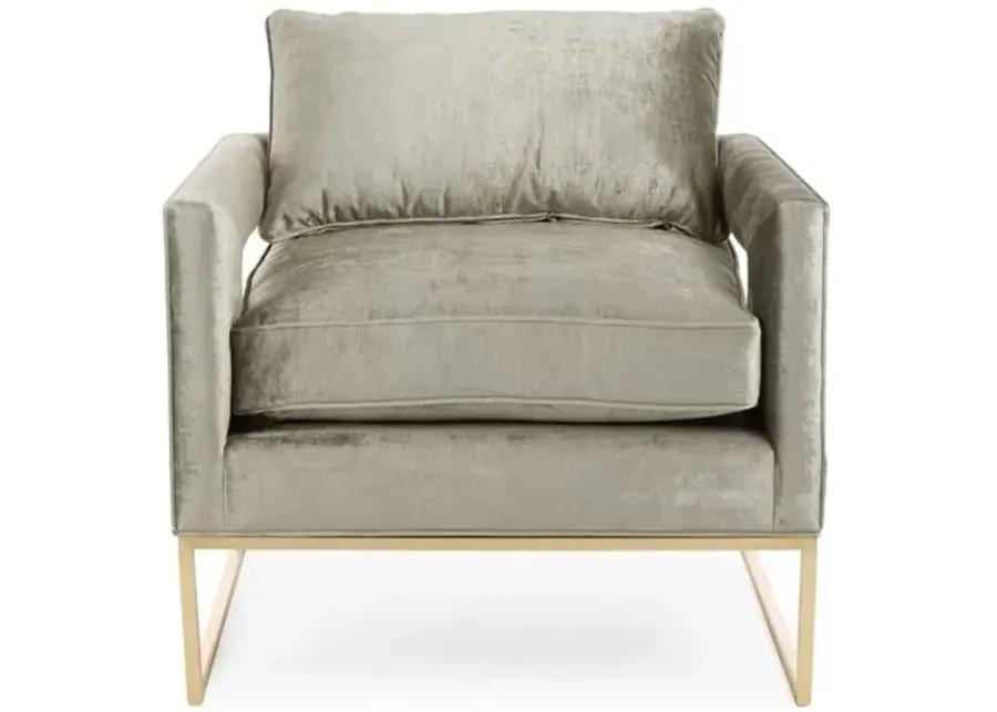 Bevin Velvet Chair - Handcrafted - Gray