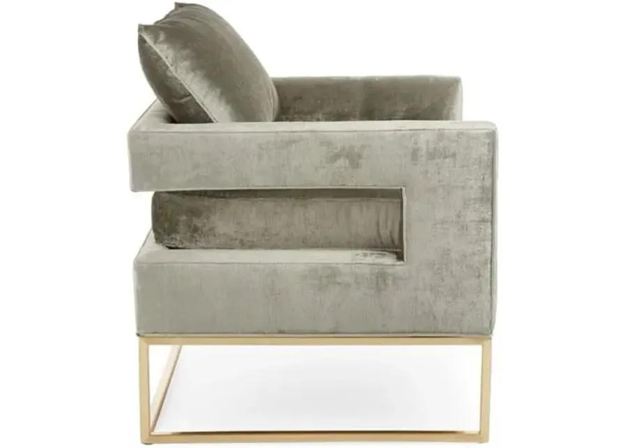 Bevin Velvet Chair - Handcrafted - Gray