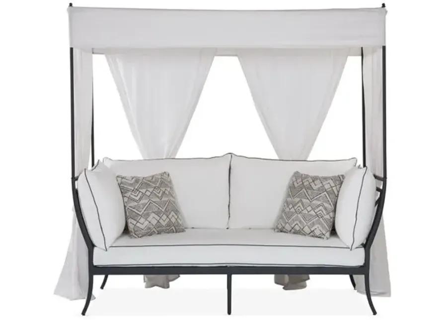 Winterthur Estate Canopy Outdoor Daybed - White/Black - Lane Venture - Comfortable, Sturdy