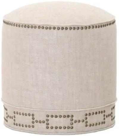 Darci Round Ottoman - Bisque French Linen - Beige