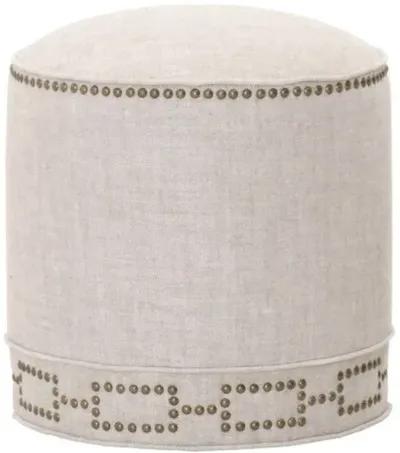 Darci Round Ottoman - Bisque French Linen - Beige