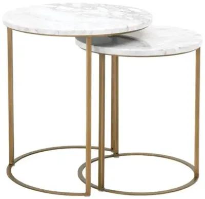 Asst. of 2 Burse Nesting Tables - White/Gold