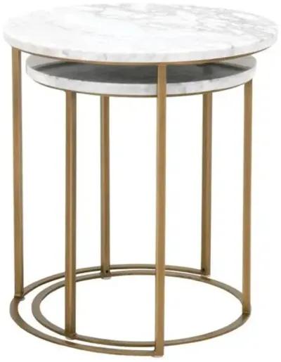 Asst. of 2 Burse Nesting Tables - White/Gold