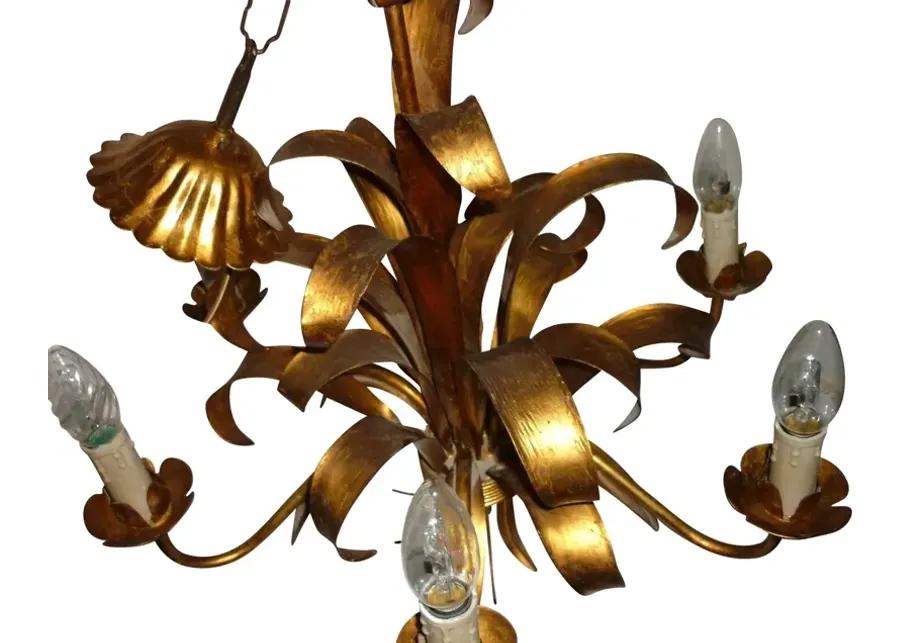 Mid Century Sheaf Palm Gilt Chandelier - Something Vintage - Gold