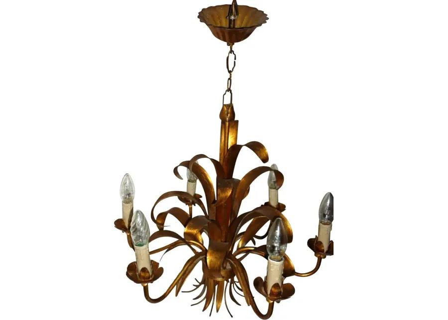 Mid Century Sheaf Palm Gilt Chandelier - Something Vintage - Gold