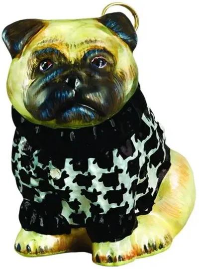 Pug Ornament - Yellow/Black - Handcrafted