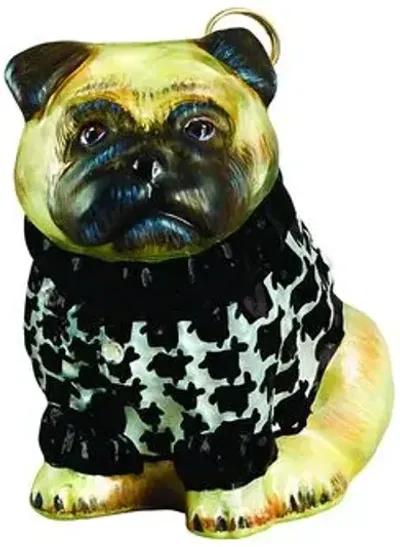 Pug Ornament - Yellow/Black - Handcrafted