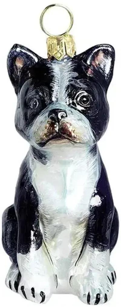 Boston Terrier Ornament - White/Black - Handcrafted