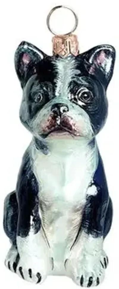 Boston Terrier Ornament - White/Black - Handcrafted