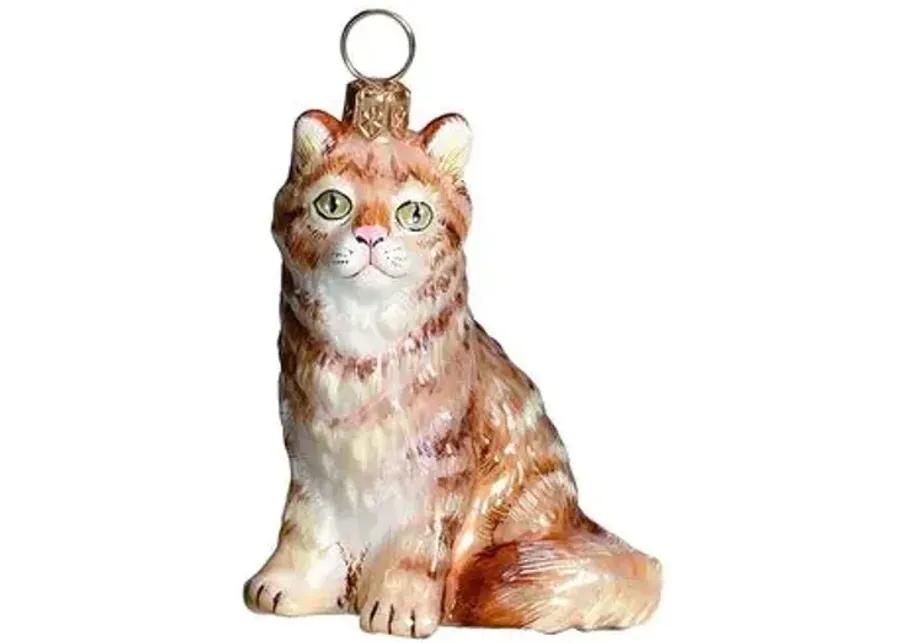 Maine Coon Cat Ornament - Red - Handcrafted