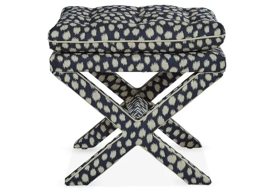 Dalton Pillow-Top Ottoman - Indigo Spots