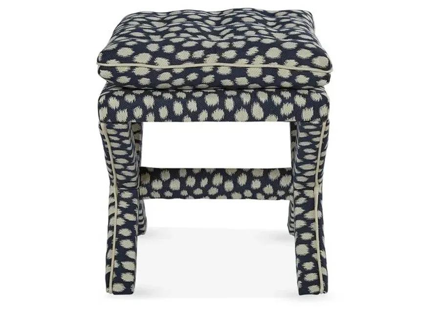 Dalton Pillow-Top Ottoman - Indigo Spots