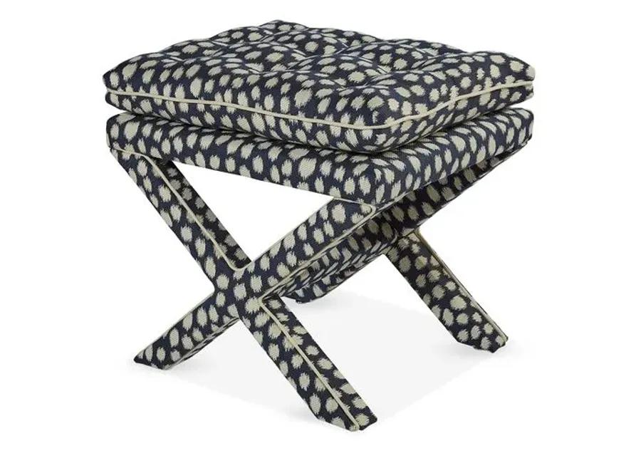 Dalton Pillow-Top Ottoman - Indigo Spots