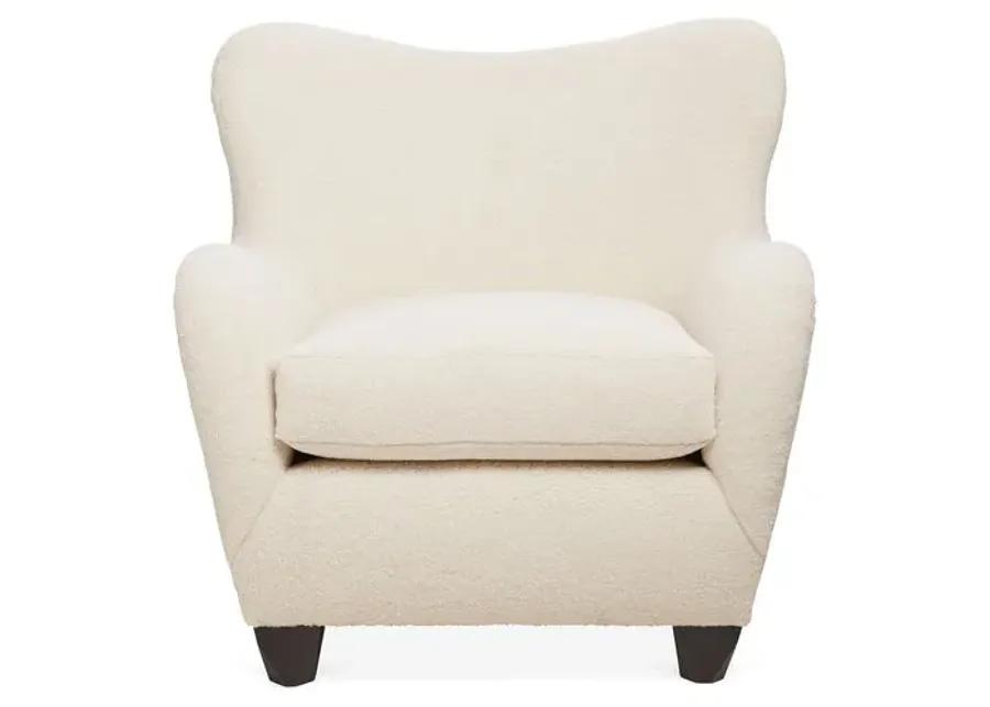 Zola Curved Wingback Chair - Cream Sherpa - Kim Salmela - Handcrafted in The USA - Ivory - Comfortable, Stylish