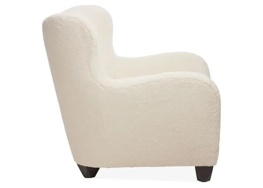 Zola Curved Wingback Chair - Cream Sherpa - Kim Salmela - Handcrafted in The USA - Ivory - Comfortable, Stylish