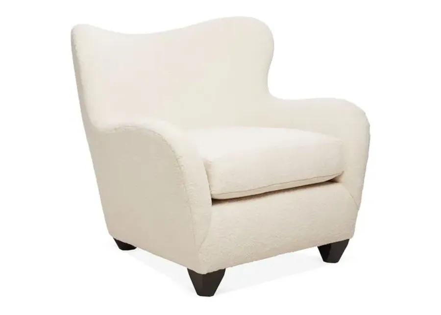 Zola Curved Wingback Chair - Cream Sherpa - Kim Salmela - Handcrafted in The USA - Ivory - Comfortable, Stylish