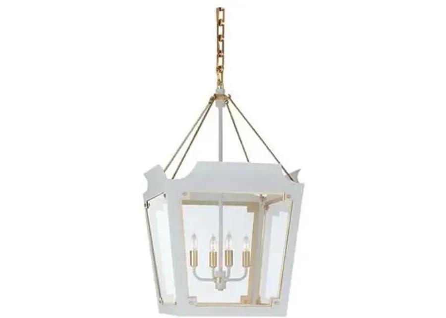 Visual Comfort - Caddo Small Glass Lantern - Soft White With Gild