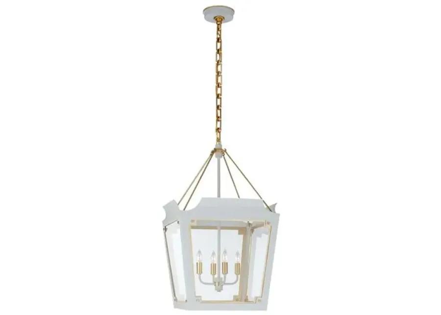 Visual Comfort - Caddo Small Glass Lantern - Soft White With Gild