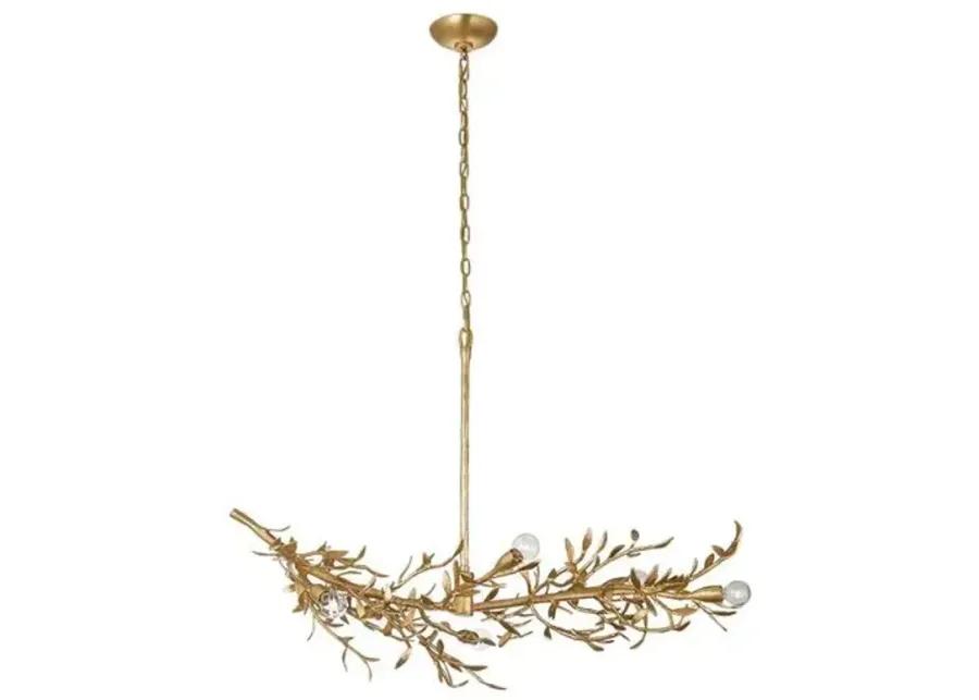 Visual Comfort - Mandeville Linear Chandelier - Antique Gold Leaf