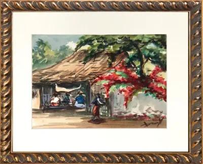 Southeast Asian Watercolor - Antiquarian Art Company - brown