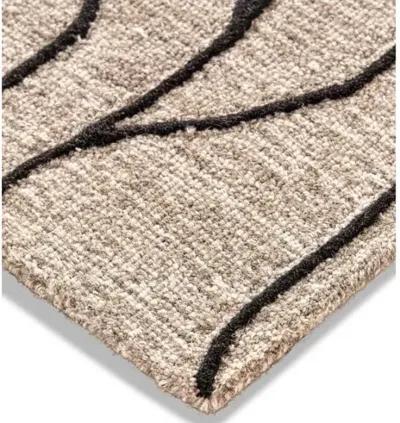 Finley Rug - Black/Taupe - Beige - Beige