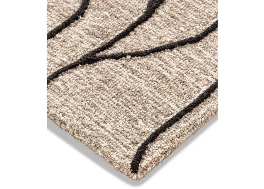 Finley Rug - Black/Taupe - Beige - Beige