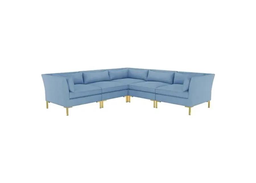 Marceau Linen L-Shaped Sectional - Handcrafted - Blue