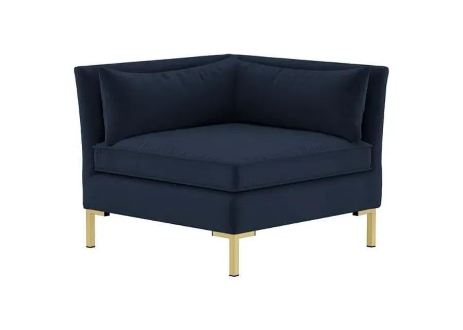 Marceau Velvet L-Shaped Sectional - Handcrafted - Blue