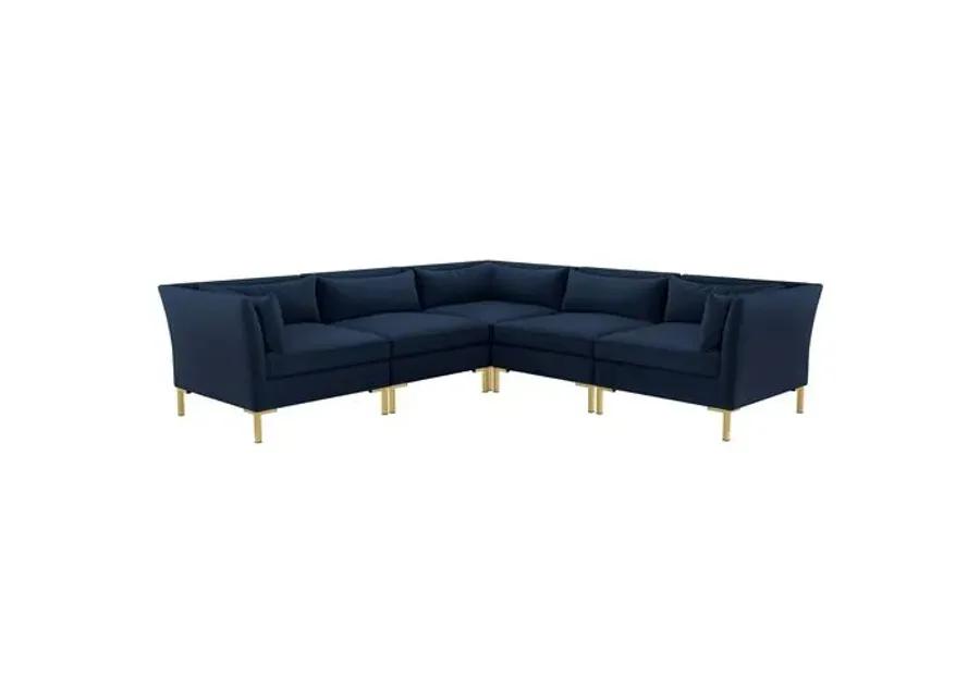 Marceau Velvet L-Shaped Sectional - Handcrafted - Blue