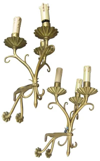 Maison Bagu s 3-Light Gilt Sconces - Set of 2 - Something Vintage - Gold